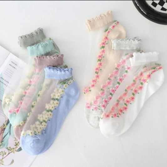 Summer Floral Breathable Socks ( 7 pairs )