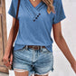 Button Detail V Neck Tee