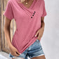 Button Detail V Neck Tee
