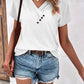 Button Detail V Neck Tee