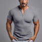 MEN'S WAFFLE VACATION STREET CASUAL FASHION COMFORTABLE BREATHABLE SOFT PLAIN ZIPPED SHORT SLEEVES HENLEY SHIRT