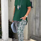 Solid Color Top + Tie-Dye Pants Set