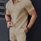 🥳2026 HOT SALE🥳💞50K+ SOLD!💥50% OFF! Men's Jacquard Shirt & Shorts Set – Easy-fit comfort for warm days! Breathable fabric, no ironing needed. Perfect for garden or seaside.