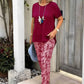 Solid Color Top + Tie-Dye Pants Set