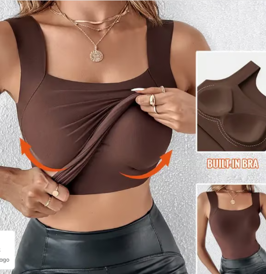 🔥Last Day 49% Off - Women’s U Neck Thermal Tank Tops with Built-In Bra
