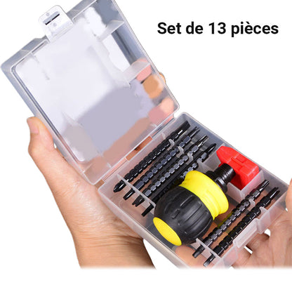 Jeu de Tournevis à Cliquet Télescopique Multifonctionnel
