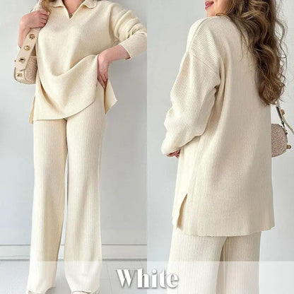 🎉New product launch💐-- V-neck casual slit knitted two-piece set