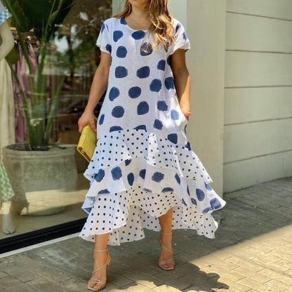 Polka Dot Printed Swing Long Dress