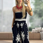 Dames Etnische Print Strapless Jumpsuit met Hoge Taille en Losse Pasvorm