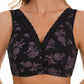 Women's Plus Size Front Button Floral Non-Steel Bra