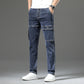 Men's Stretch Straight Leg Vintage Jeans with Multiple Pockets