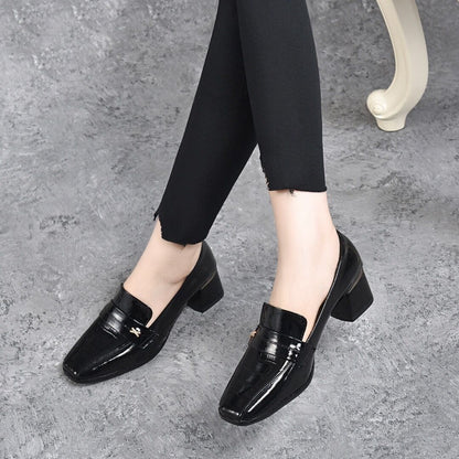 Women's Slip On Chunky Mid Heel Loafers