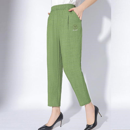 Women's Solid Color Casual Pants with Pockets