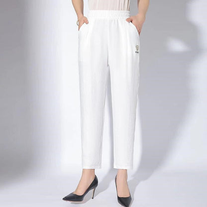 Women's Solid Color Casual Pants with Pockets