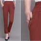 Solid Color Elastic Waist Ankle Pants with Pockets