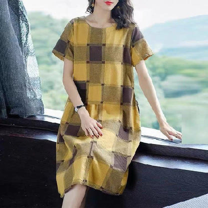 Women's Summer Vintage Plaid Dress
