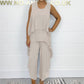 Super low discount Women's casual sleeveless top and trouser suit in large sizes