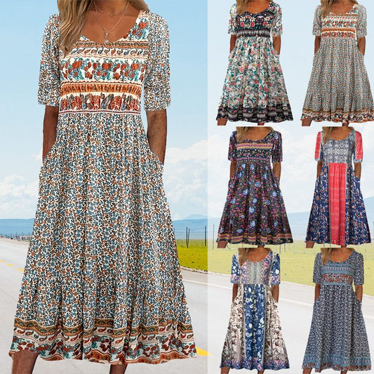 🌷Spring Hot Sale 49% OFF🍃🔥Women’s Elegant Bohemian Print Dress