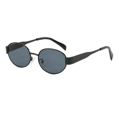 Vintage Oval Frame Sunglasses With Case