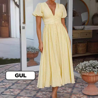 🔥❣️Puffärm V-ringad klänning💃