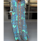 Fashion Printed Maxi Dress with Side-Slit