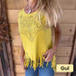 Women's Solid Color Short-Sleeve T-Shirt with Hot Print and Fringed Hem