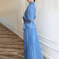 Elegant 2-Piece Set with Belted Waist Shirt and Pleated Skirt