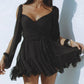 Wrap V-Neck Split Sleeve Tie Waist Dress