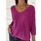 🔥Hot Sales - 49% OFF💕Women's Batwing Sleeve Solid Color V-Neck Knit Top