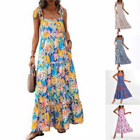 Women's Vacation Style Printed Halter Dress