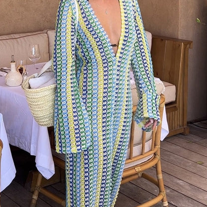 Fashion Deep V-Neck Front Split Dress