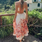 Floral Spaghetti Strap Dress with Waist Cutout