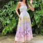 Floral Spaghetti Strap Dress with Waist Cutout