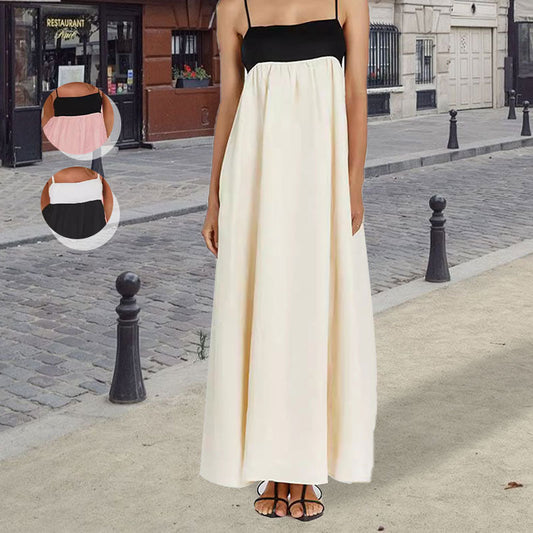Women’s Casual Vacation Backless Cotton Sling Dress