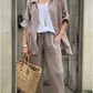 Two-piece Casual Shirt Set In Cotton And Linen