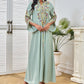 Elegant Light Green Loose Dress with Refine Embroidery