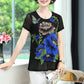 Women's Elegant Short Sleeve Floral Print T-Shirt