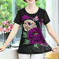 Women's Elegant Short Sleeve Floral Print T-Shirt