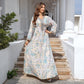 Women’s Elegant Floral Print Long Sleeve Flowy Long Dress