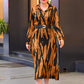 Button-Down Long Sleeves Maxi Dress with Belt
