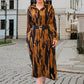 Button-Down Long Sleeves Maxi Dress with Belt