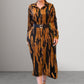 Button-Down Long Sleeves Maxi Dress with Belt