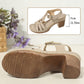 Open-Toe Cutout Block Sandals with Buckle Strap