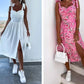 Women’s Tie Strap Pleated Slit Hem Dress