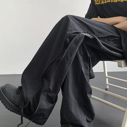 Stylish Lightweight Loose Side Zipper Mesh Trousers
