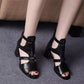 👡[35-40] 2024 New Soft Bottom Hollow Chunky Heel Soft Leather Roman Sandals
