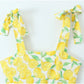 Lemon Printed Mini Dress with Bowknot Tie Strap
