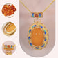 Women's Exquisite Faux Amber Yellow Pendant Necklace