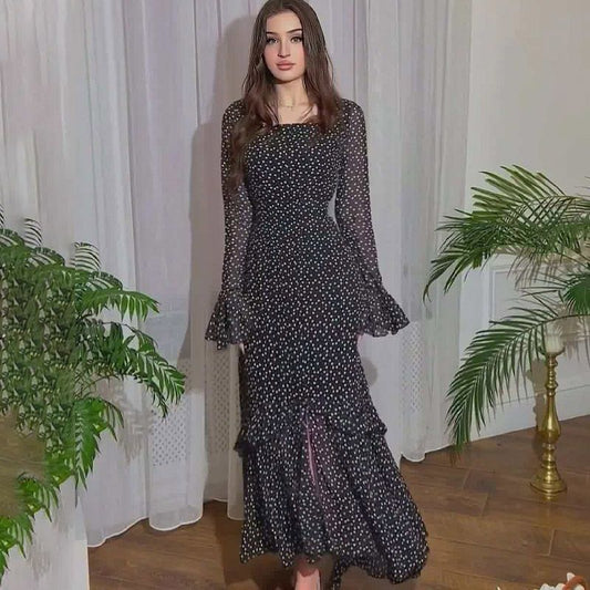 Women's Elegant Chiffon Polka Dot Dress