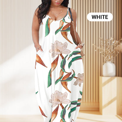 Women's Printed Maxi Dresses with Spaghetti Strap